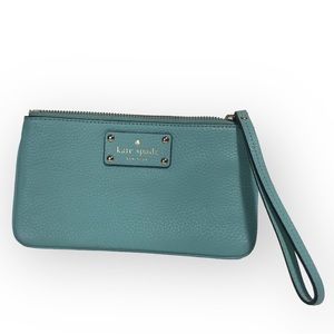 Kate Spade Turquoise Pebbled Leather Wristlet